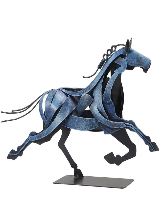 SunBlogs Art Running Horse Statue & Sculpture - Unique Rustic Handmade Metal Horse Figurine for Home Decor & Gifts (Blue) - Image 1
